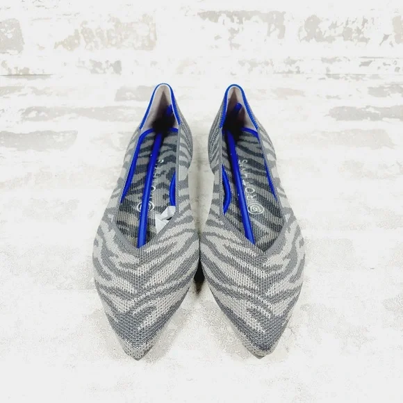 NEW Rothy's The Flat Grey Zebra Knit Round Toe Slip On Loafers O258